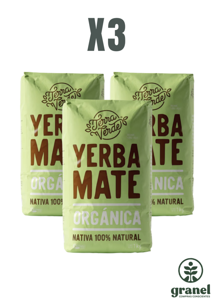Pack X3 Yerba mate nativa orgánica Terra Verde 1kg