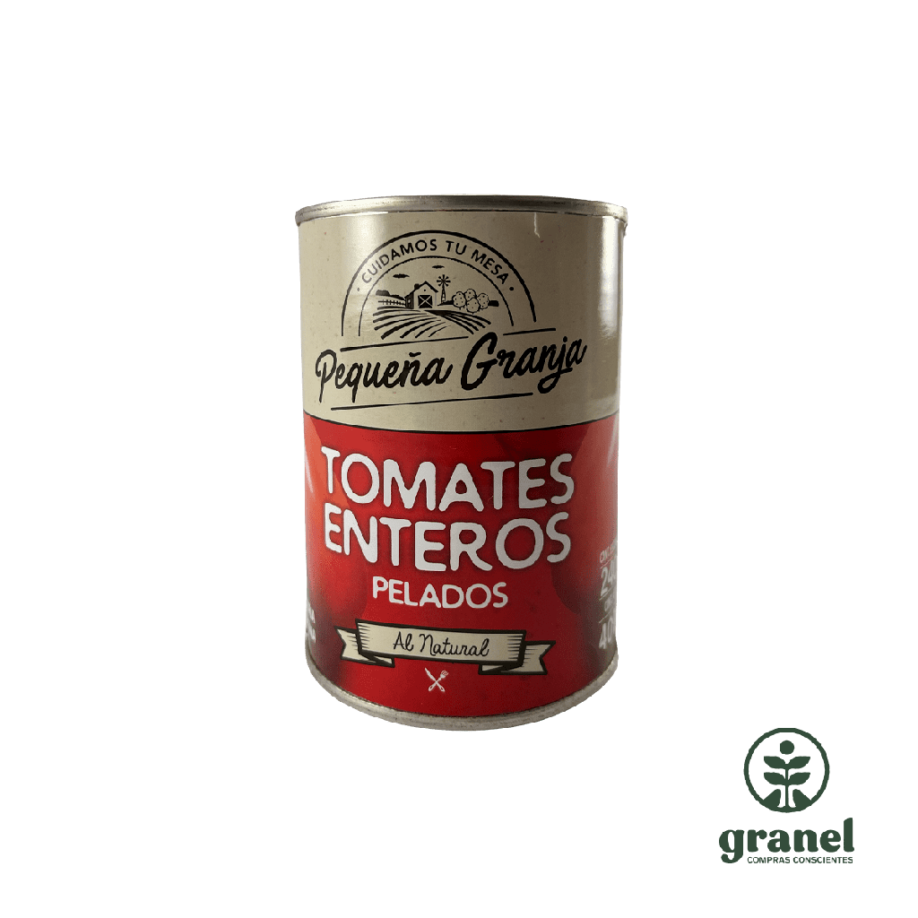 Tomates enteros pelados al natural Pequeña Granja 400g