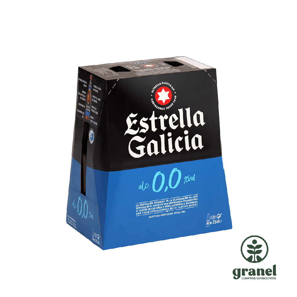 Cerveza 0,0% sin Alcohol Estrella Galicia 250 ml. Pack 6 unidades