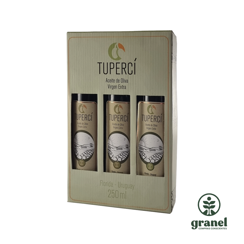 Aceite de oliva extra virgen Tupercí pack 2 de 3 unidades de 250ml (Variedades: picual, coratina, frantoio)