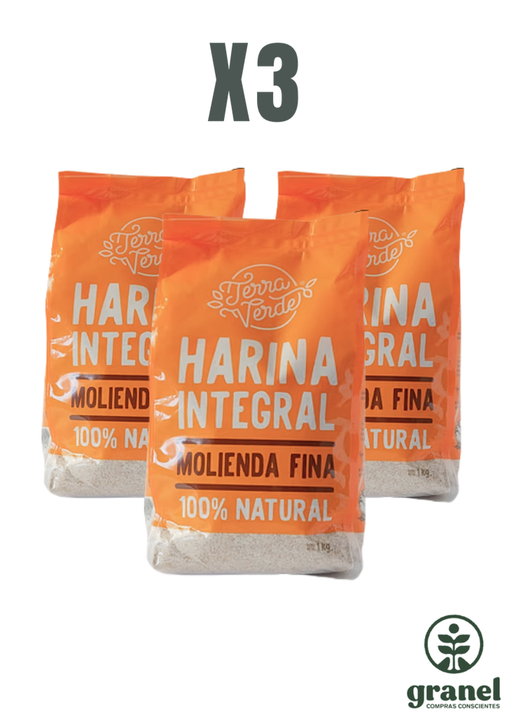 Pack X3 Harina de trigo integral Terra Verde 1kg