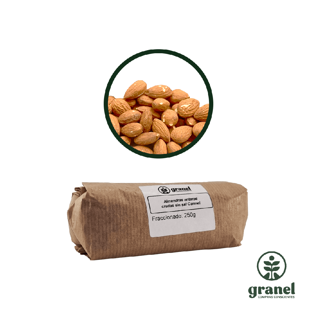 Almendras enteras crudas sin sal Carmel 750g