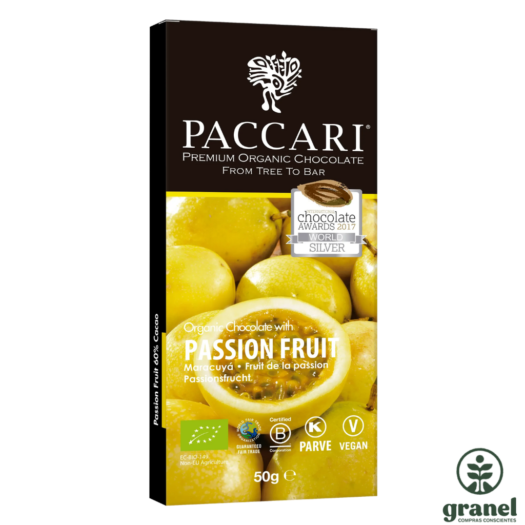 [12452] Barra chocolate con maracuyá 60% Cacao Paccari 50g