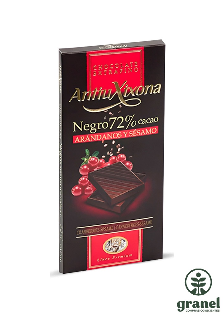 [12352] Chocolate amargo 72% con arándanos Antiu Xixona 100g