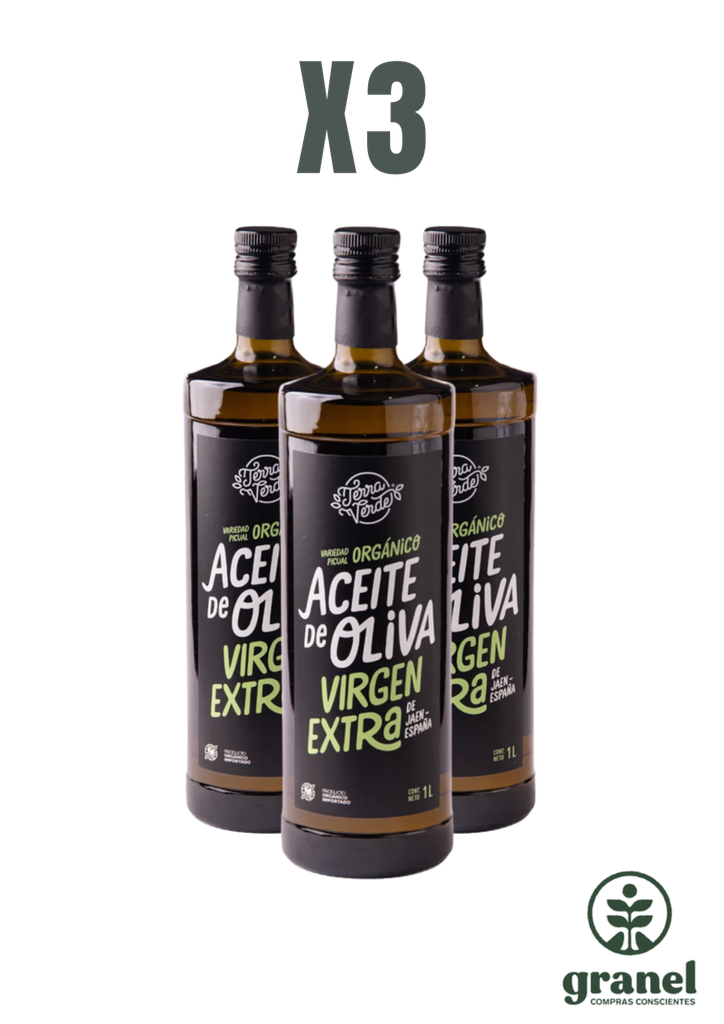 Pack X3 Aceite de oliva extra virgen orgánico 1L Terra verde