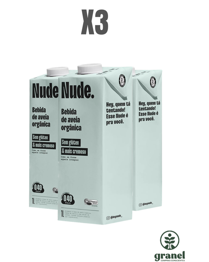 Pack X3 Leche de avena orgánica integral Nude 1L