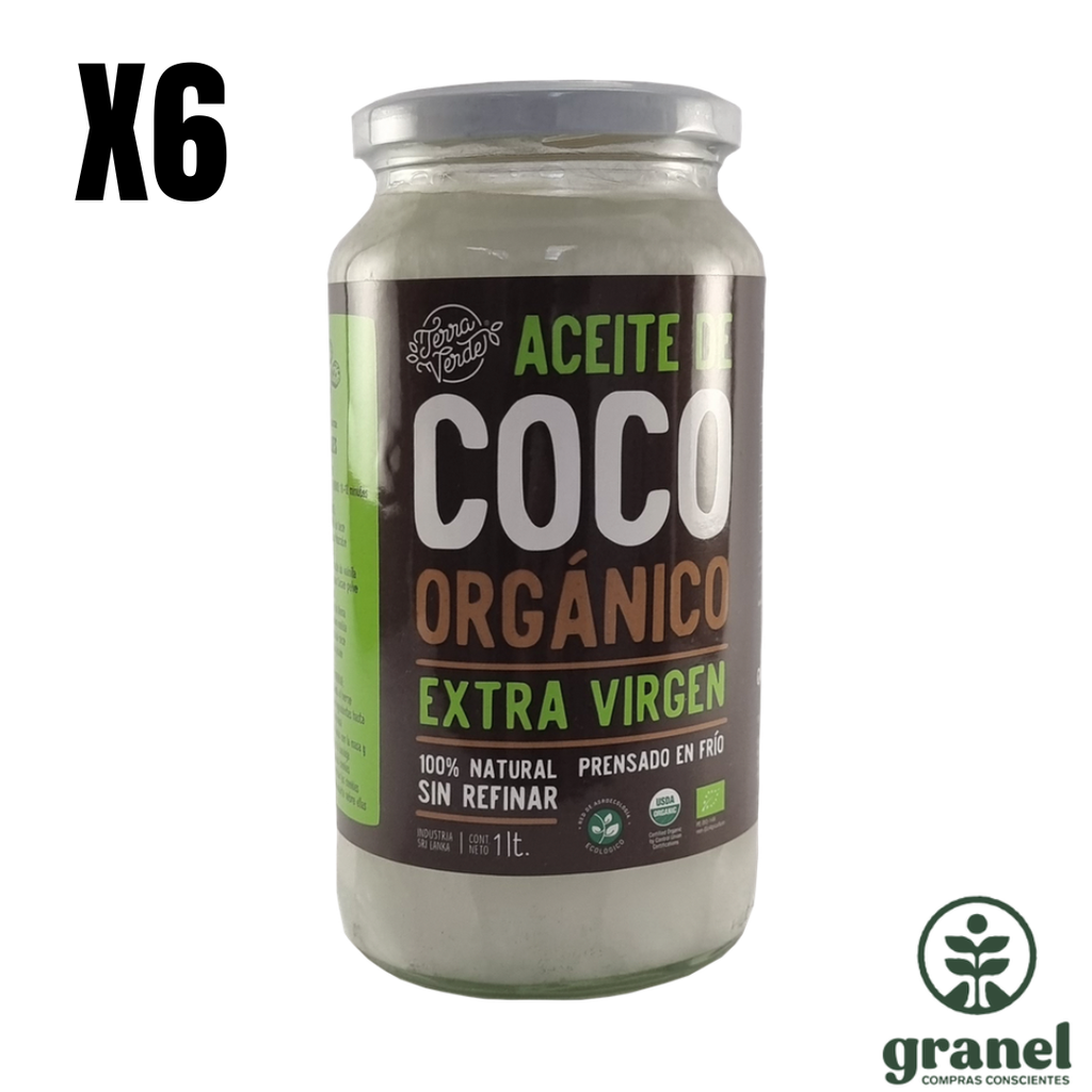 [Por encargue, plazo hasta 7 días] Aceite de coco orgánico extra virgen Terra Verde 1L. Caja 6 unidades