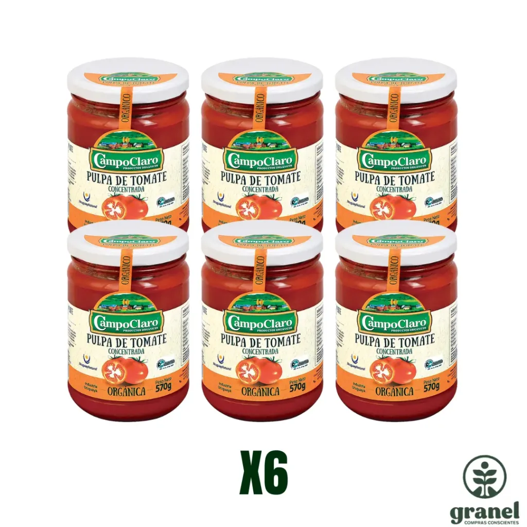 [Por encargue, plazo hasta 7 días] Pulpa salsa de tomates orgánica concentrada Campo Claro 570g. Caja 6 unidades