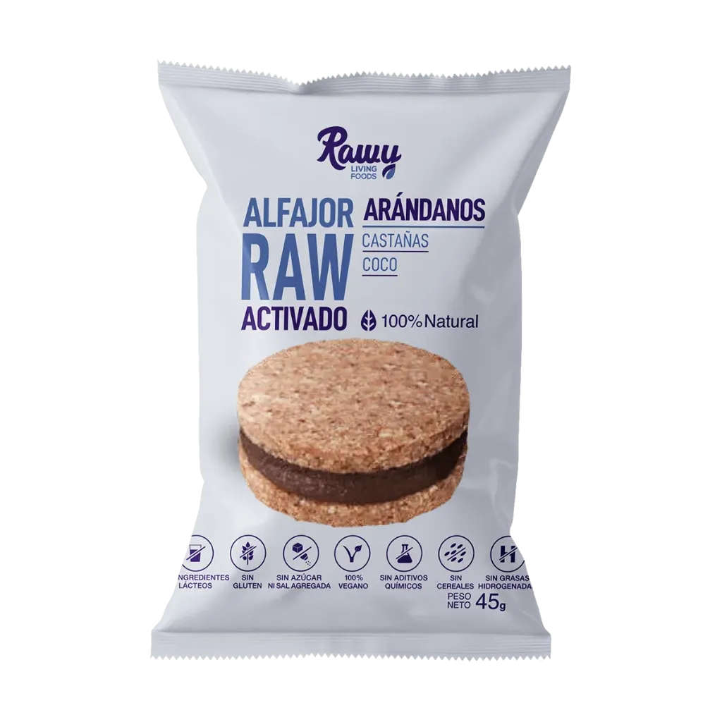 [3035] Alfajor Raw Activado de Arándanos 45g Rawy