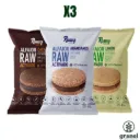 Pack X3 Degustación Alfajores Raw Activado de limón, cacao y arándanos 45g Rawy