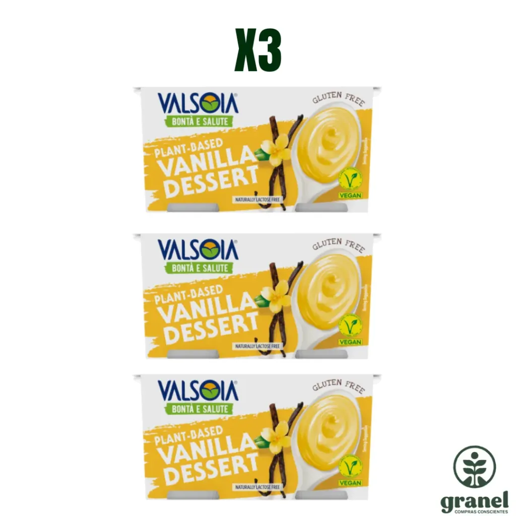 Pack X3 postre de vainilla Valsoia 6 unidades de 115gr