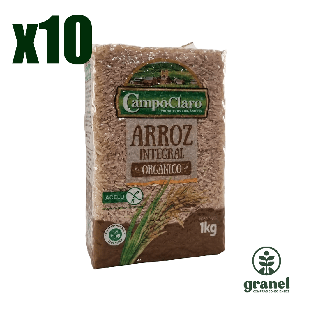 Arroz integral orgánico Campo Claro 1kg 10 unidades