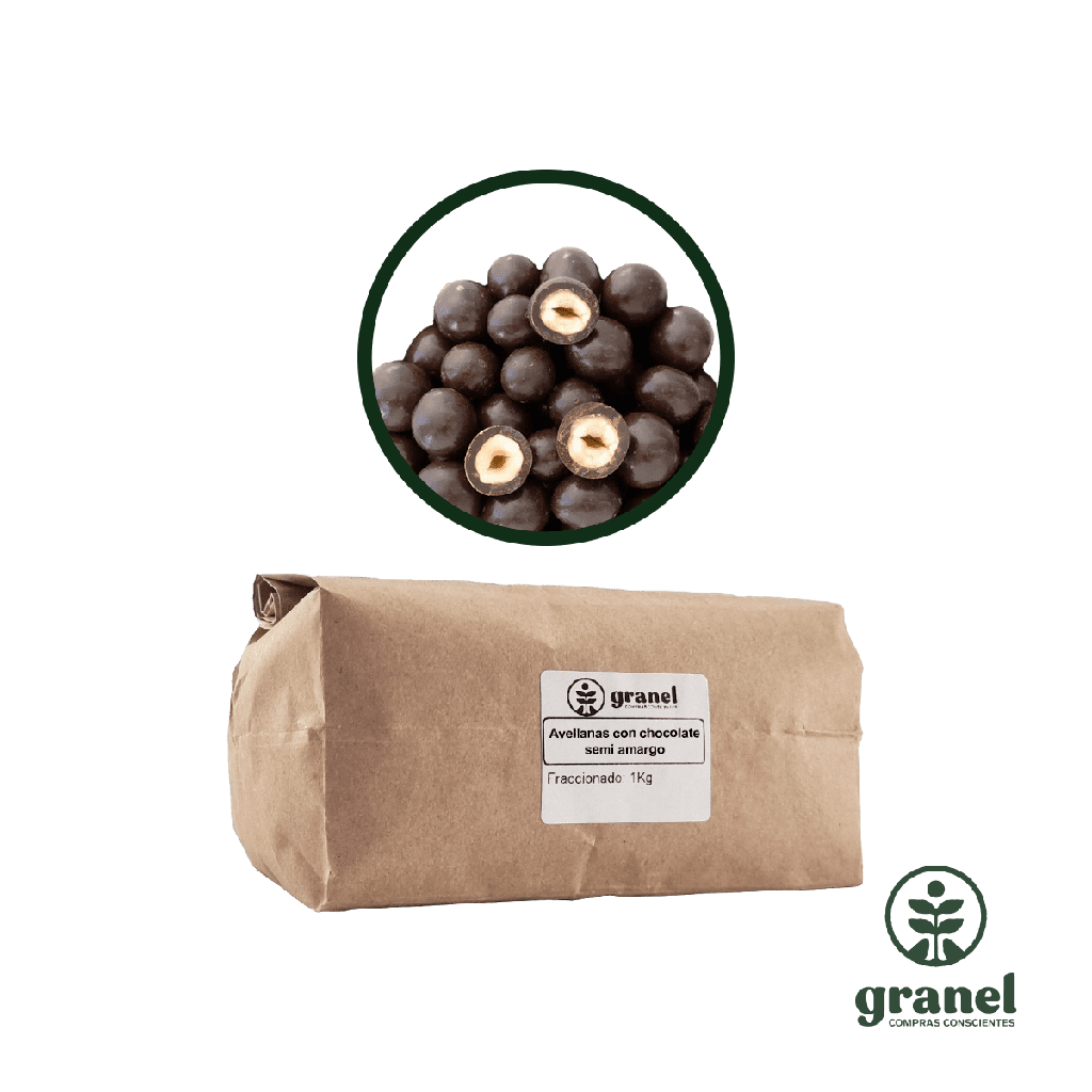 Avellanas con chocolate semi amargo 1kg