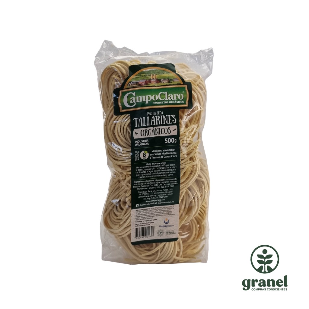 Fideos de trigo orgánicos tallarines Campo Claro 500g