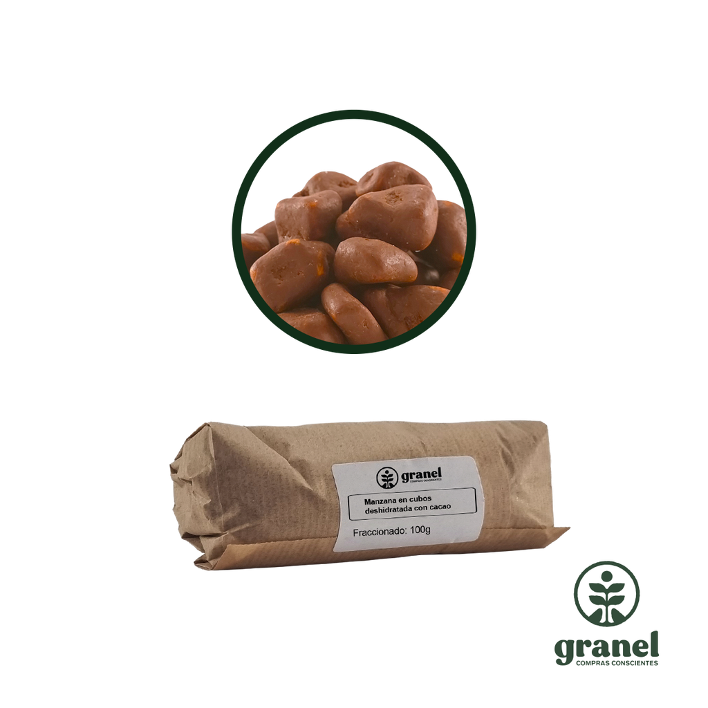 Manzana en cubos deshidratada con cacao 100g
