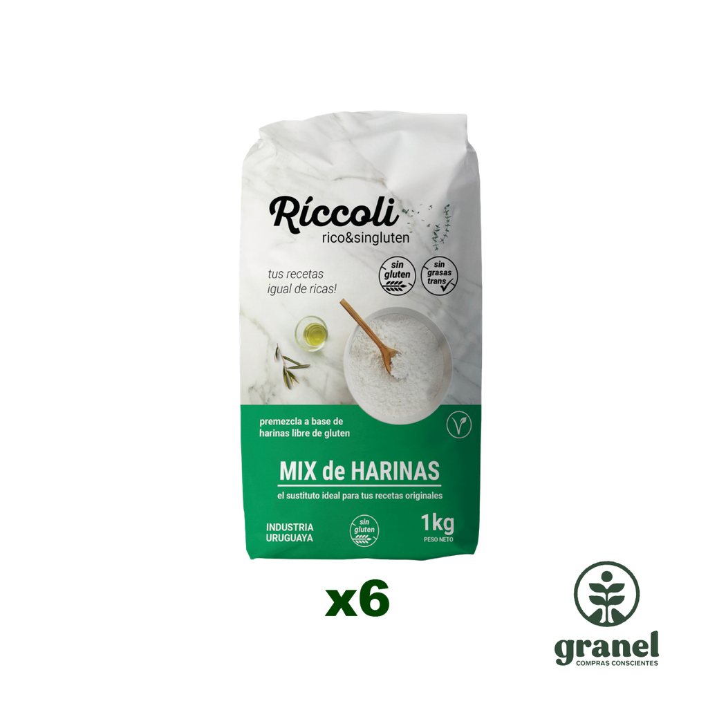 Mix de harinas sin gluten Riccoli 1kg 6 unidades