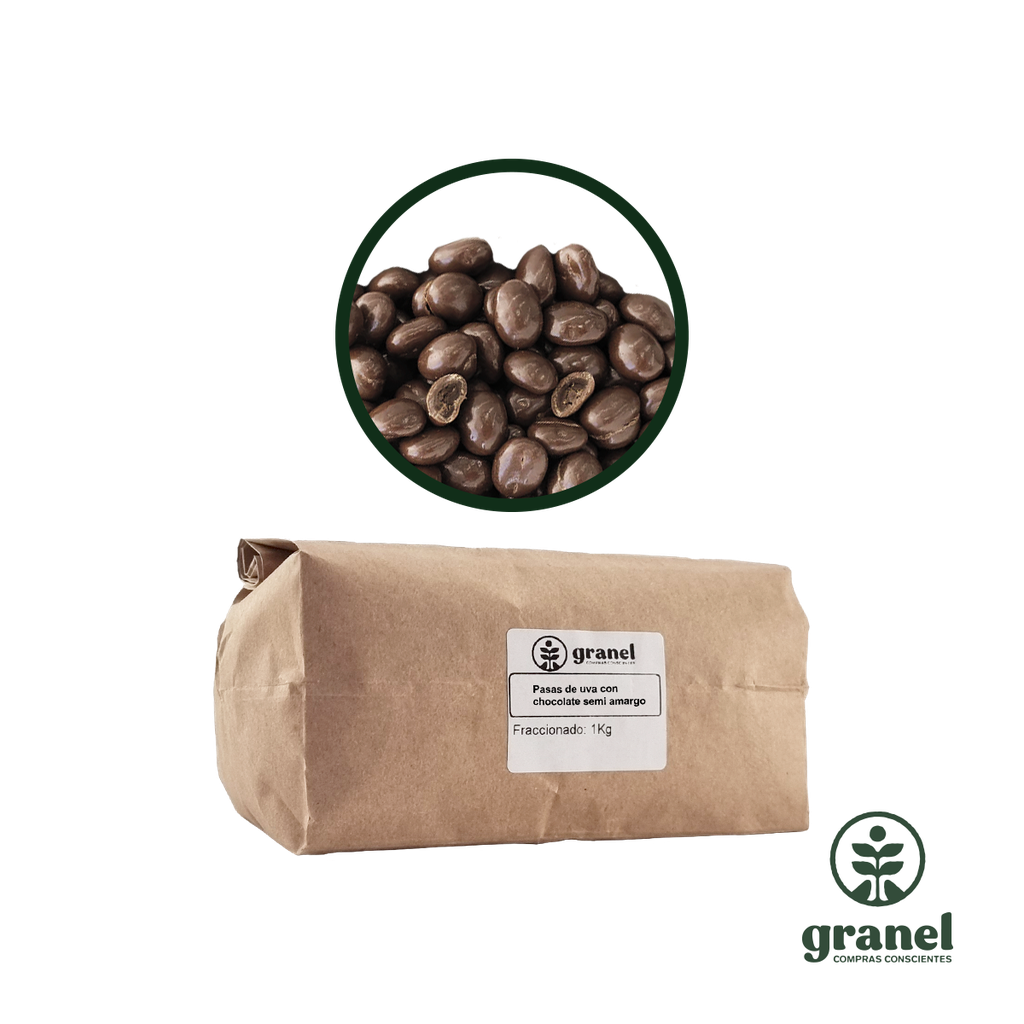 Pasas de uva con chocolate semi amargo 1kg