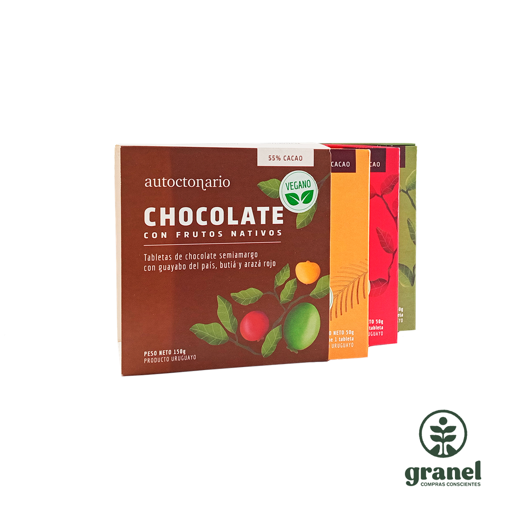 Tabletas de chocolate con incrustaciones de frutos nativos Autoctonario pack 3 unidades