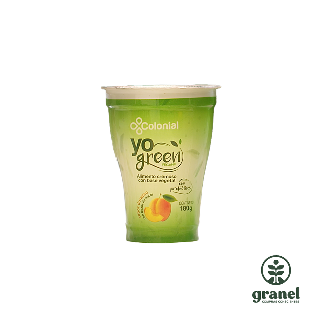 Crema vegetal sabor durazno con fruta Yogreen Colonial 180g