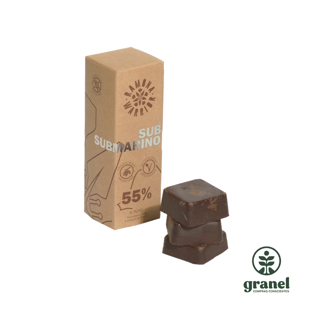 Submarino amargo sin azúcar chocolate 55% Ramona 6 unidades