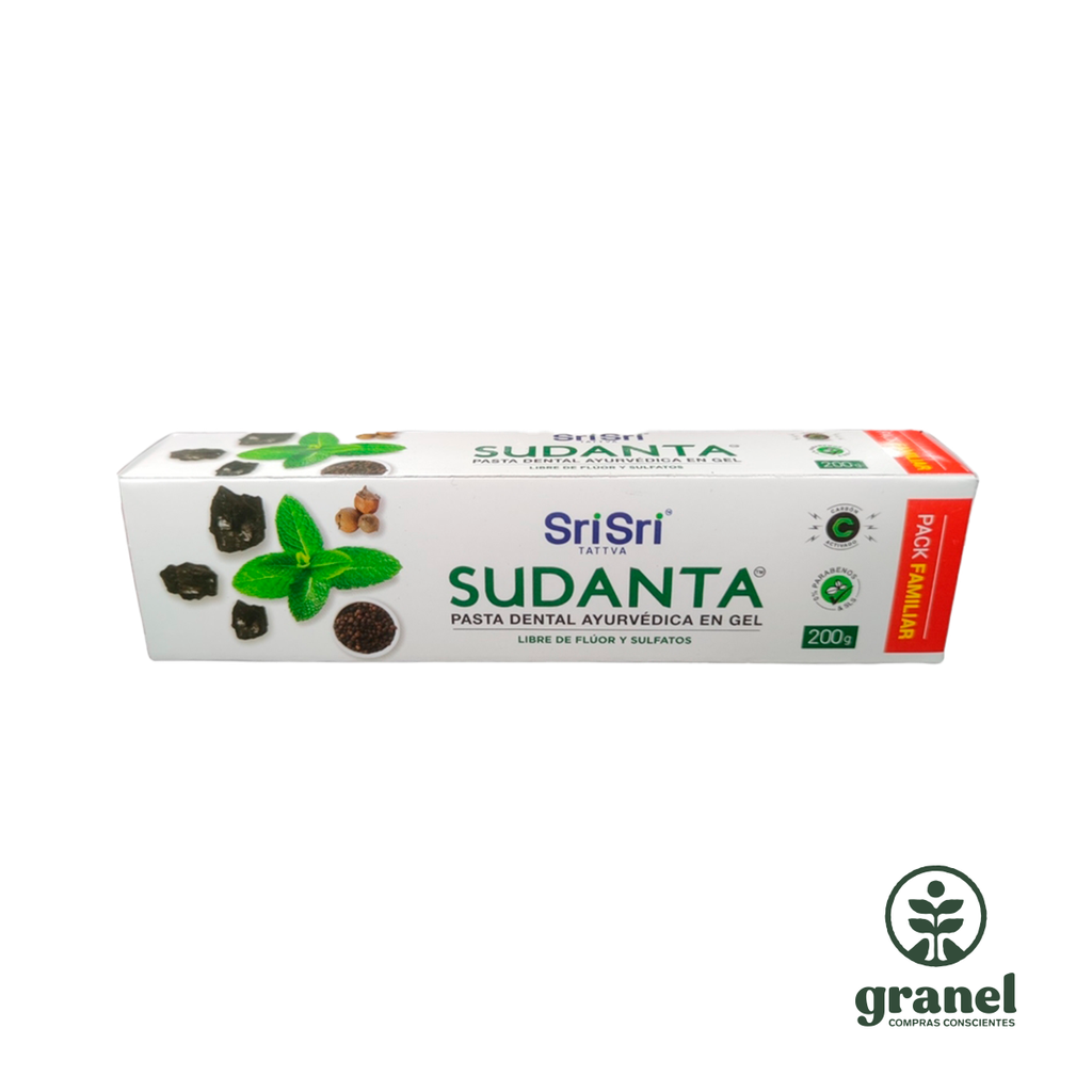 Pasta dental ayurvédica en gel sabor menta Sudanta Sri Sri 200g