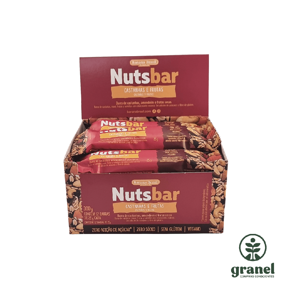 [9966] Barra de cereales de castañas y frutas Nutsbar 25g. Caja 12 unidades