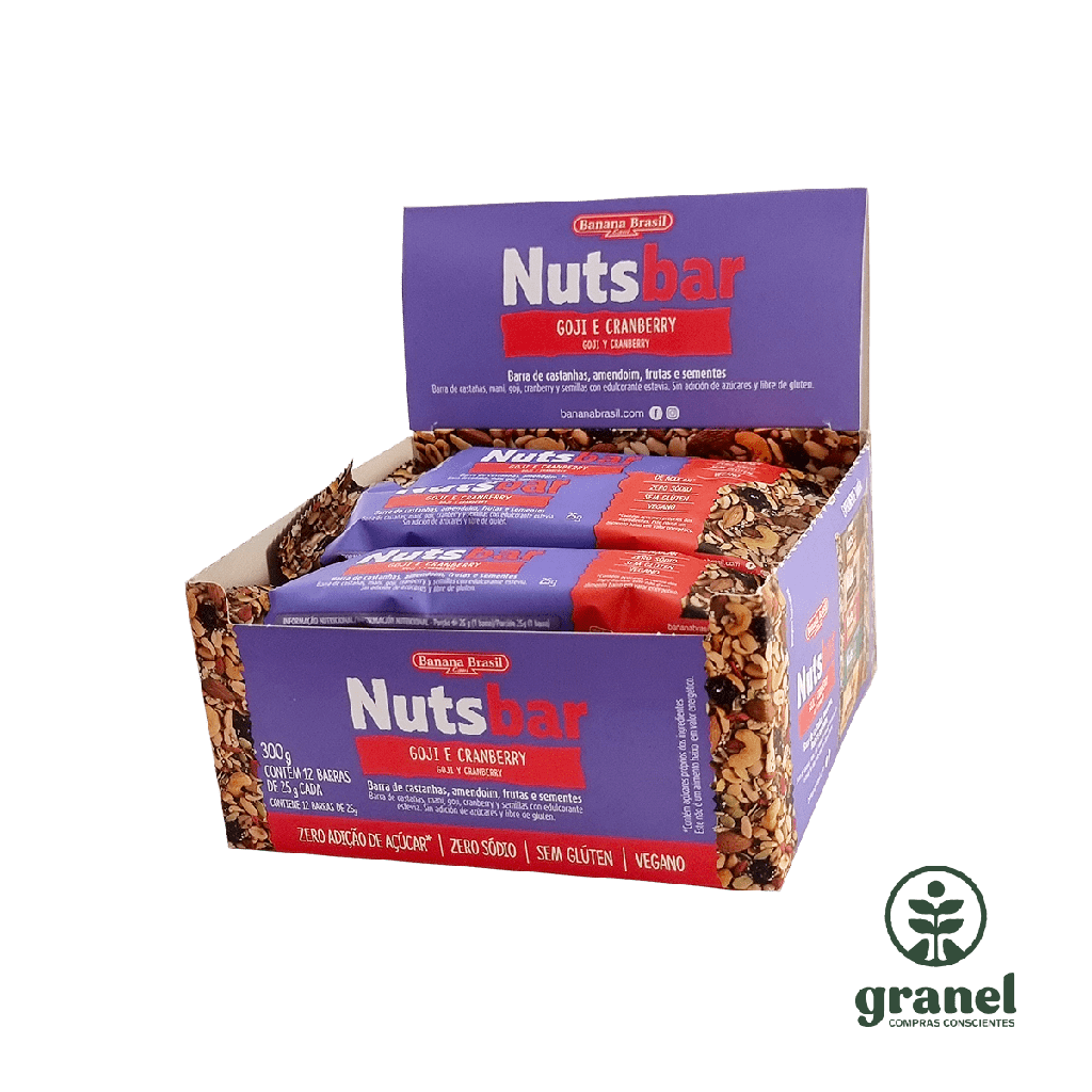 [9967] Barra de cereales de goji y arándanos Nutsbar 25g. Caja 12 unidades