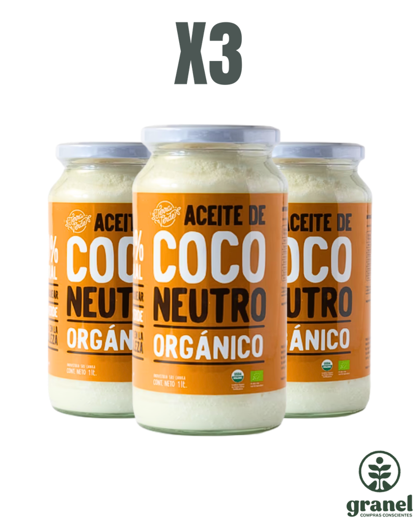 [12372] Pack X3 Aceite de coco neutro orgánico Terra Verde 1L