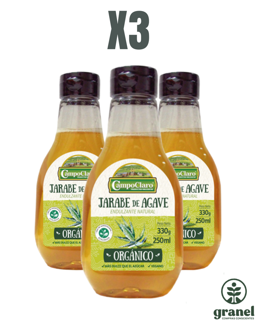 [12387] Pack X3 Jarabe de agave orgánico Campo claro 330gr