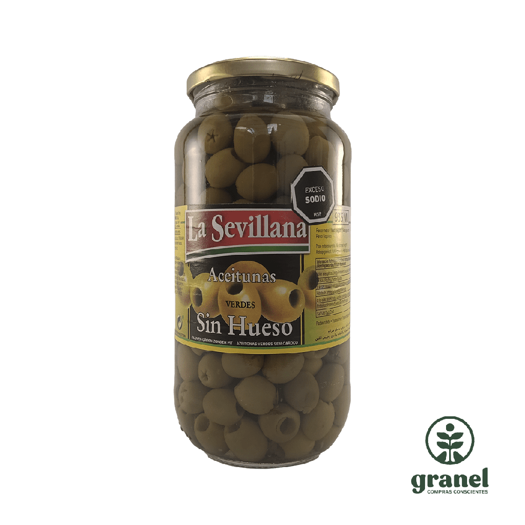 [3286] Aceitunas verdes sin carozo La Sevillana 935g neto