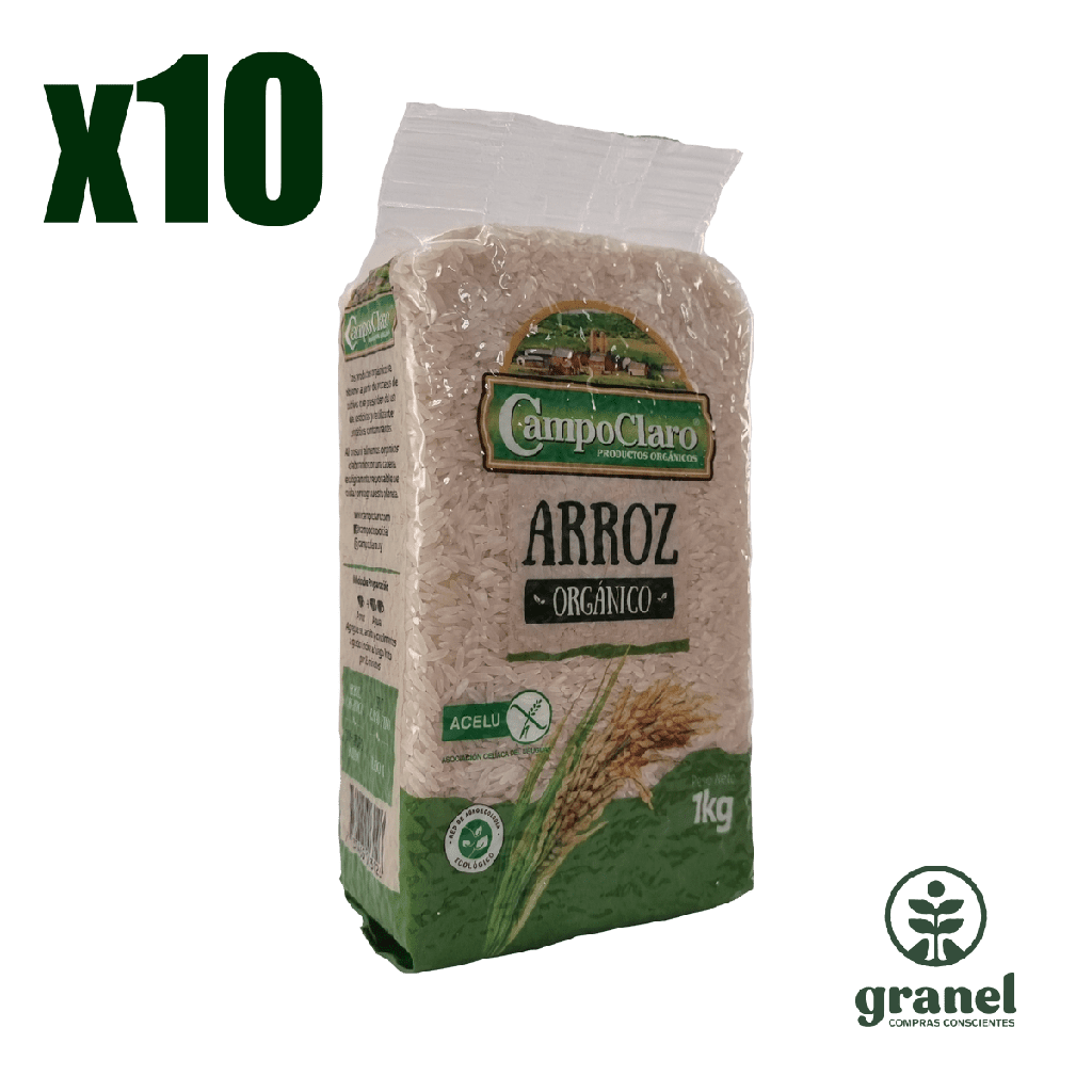 [3379] Arroz blanco orgánico Campo Claro 1kg 10 unidades