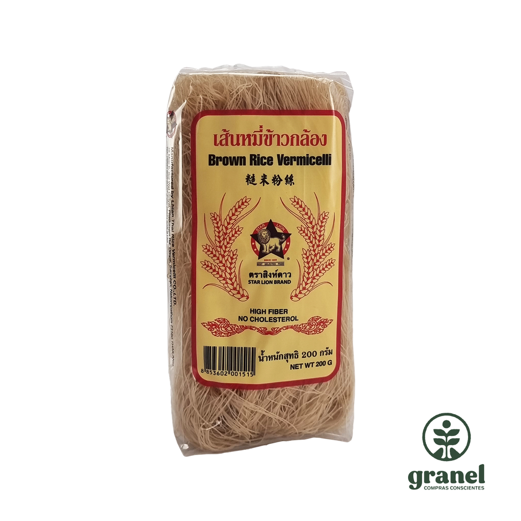 [5892] Fideos de arroz integrales vermicelli sin gluten StarLion 200g